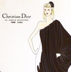 Vintage Christian Dior Fashion Sketch - Draped Blouse