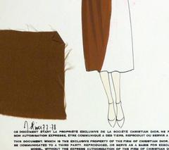 Vintage Christian Dior Fashion Sketch - Coat & Skirt