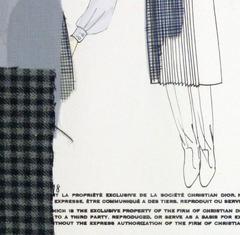 Vintage Chrisian Dior Fashion Sketch - Gingham Dress Suit