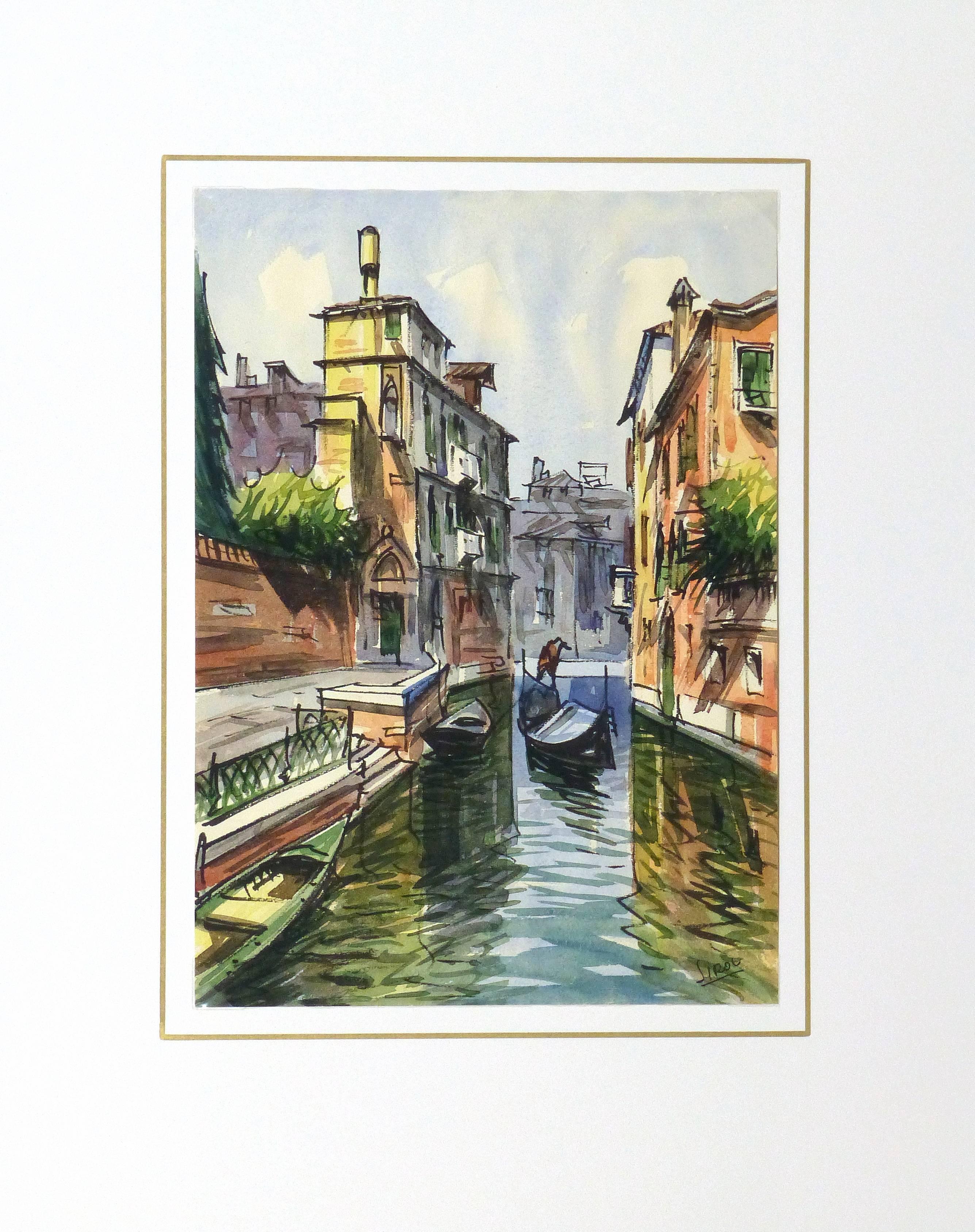 Sirol - Vintage Watercolor Landscape - Venice Canal at 1stDibs | sirol ...
