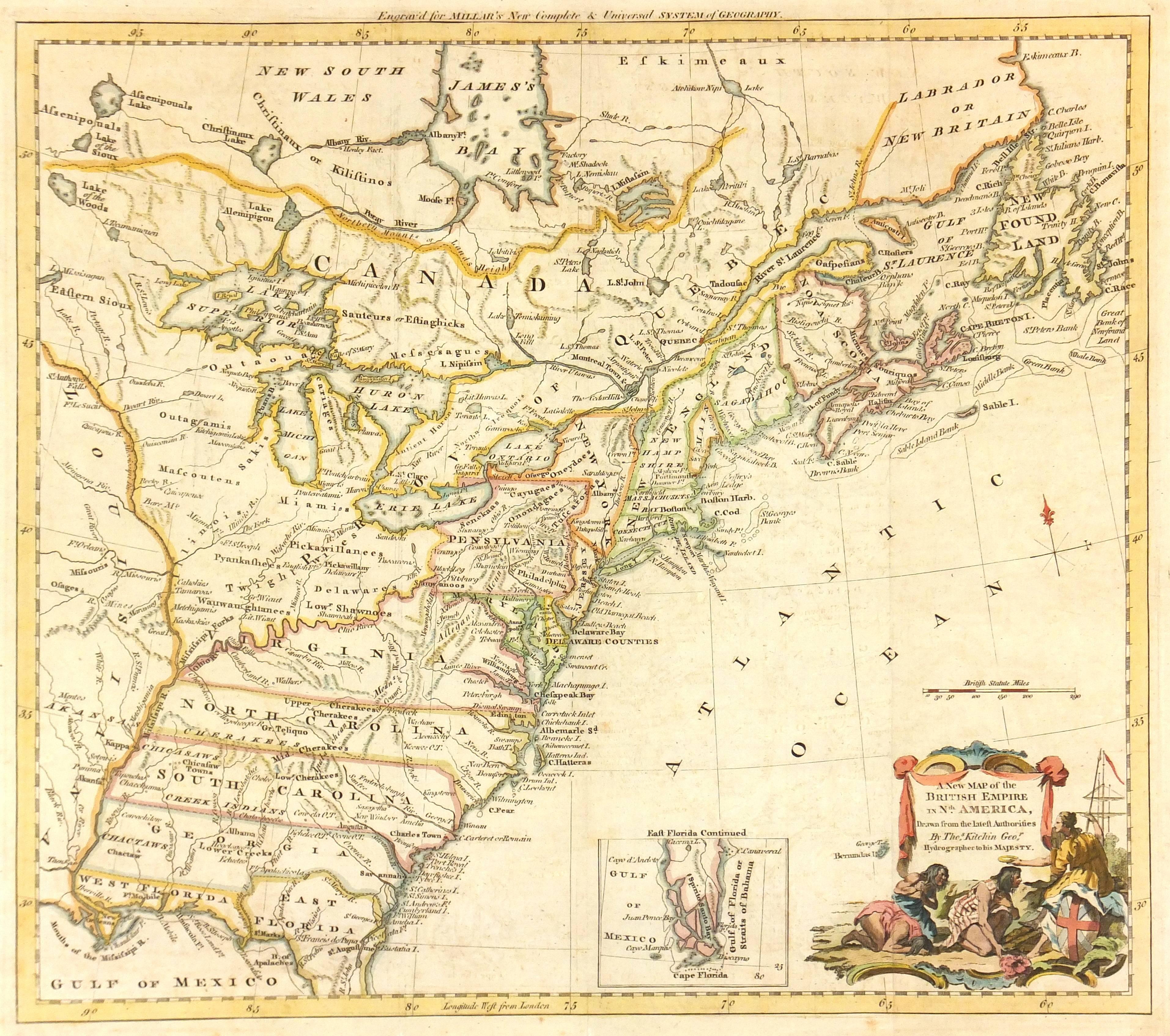 Antique British Map - American Revolution 1782 - Print by Thomas Kitchin