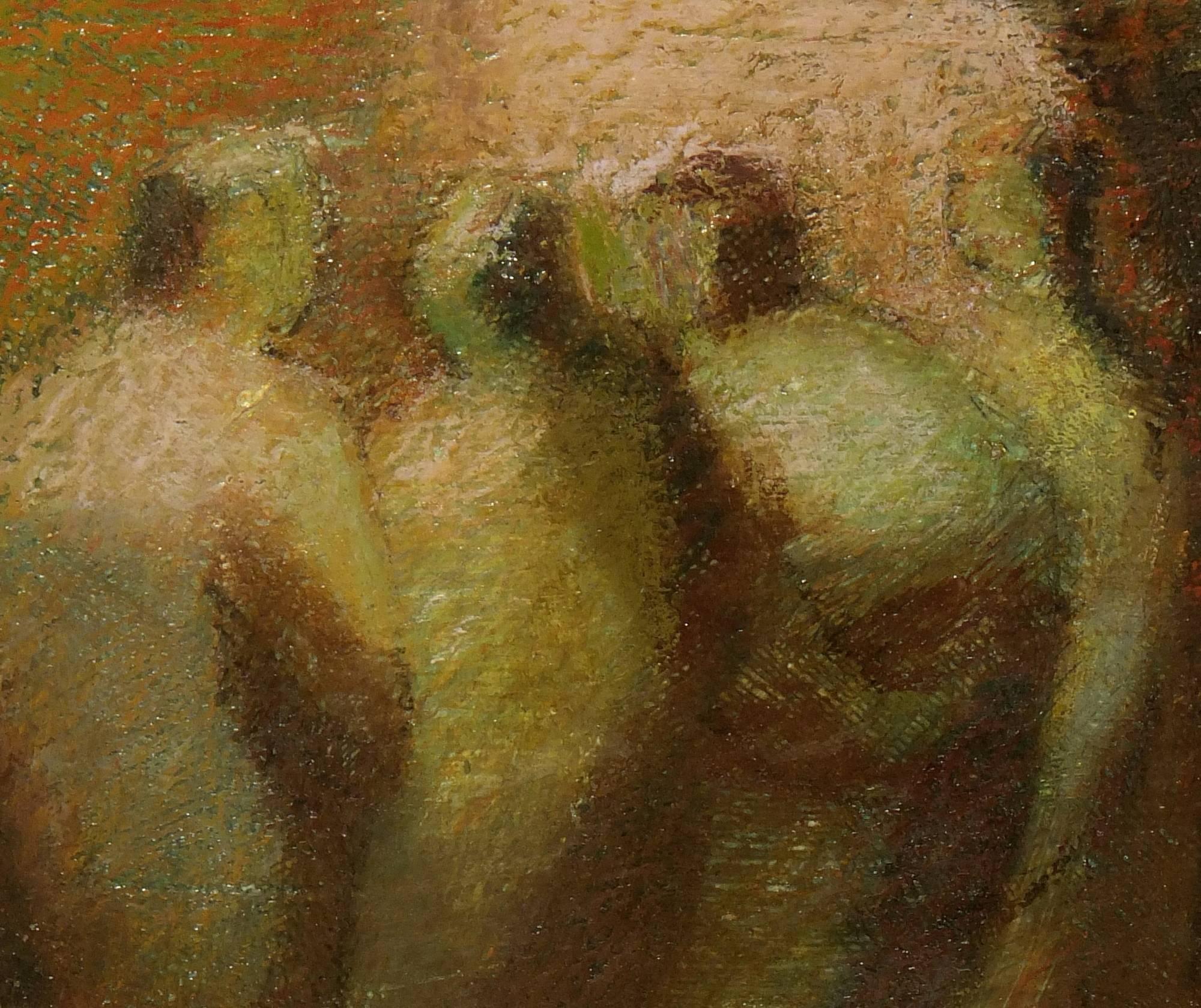 French Oil Painting - Four Figures - Brown Figurative Painting by Unknown