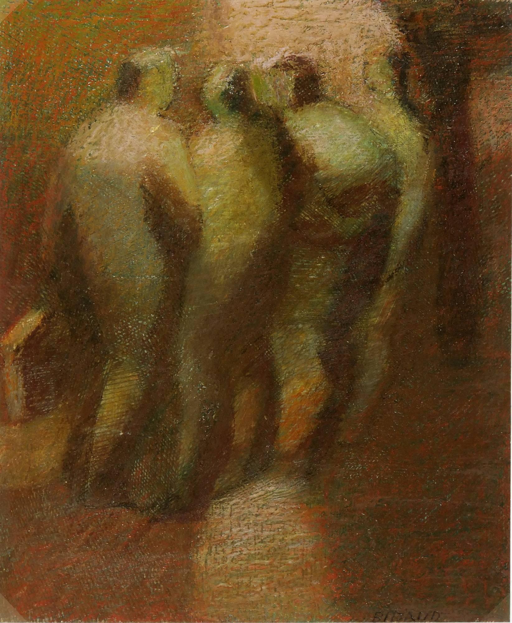 Unknown Figurative Painting - French Oil Painting - Four Figures