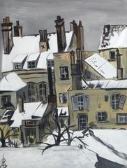 Vintage Goauche Landscape - Paris Snowfall