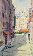 Vintage French Watercolor- Streets of Montmartre Paris
