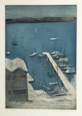Vintage Nautical Aquatint - The Dock