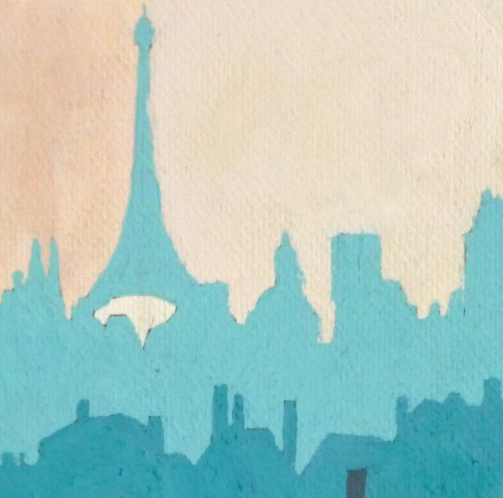 Vintage Paris Skyline Painting 1