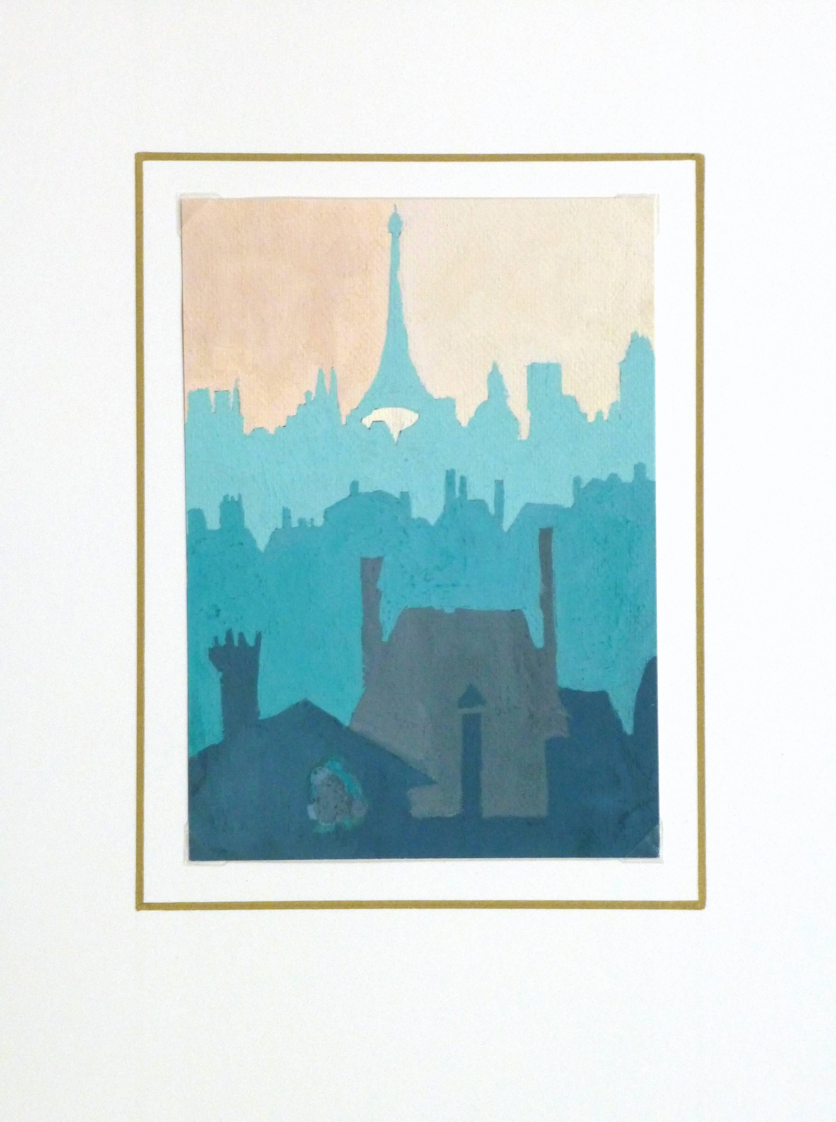 Vintage Paris Skyline Painting 2