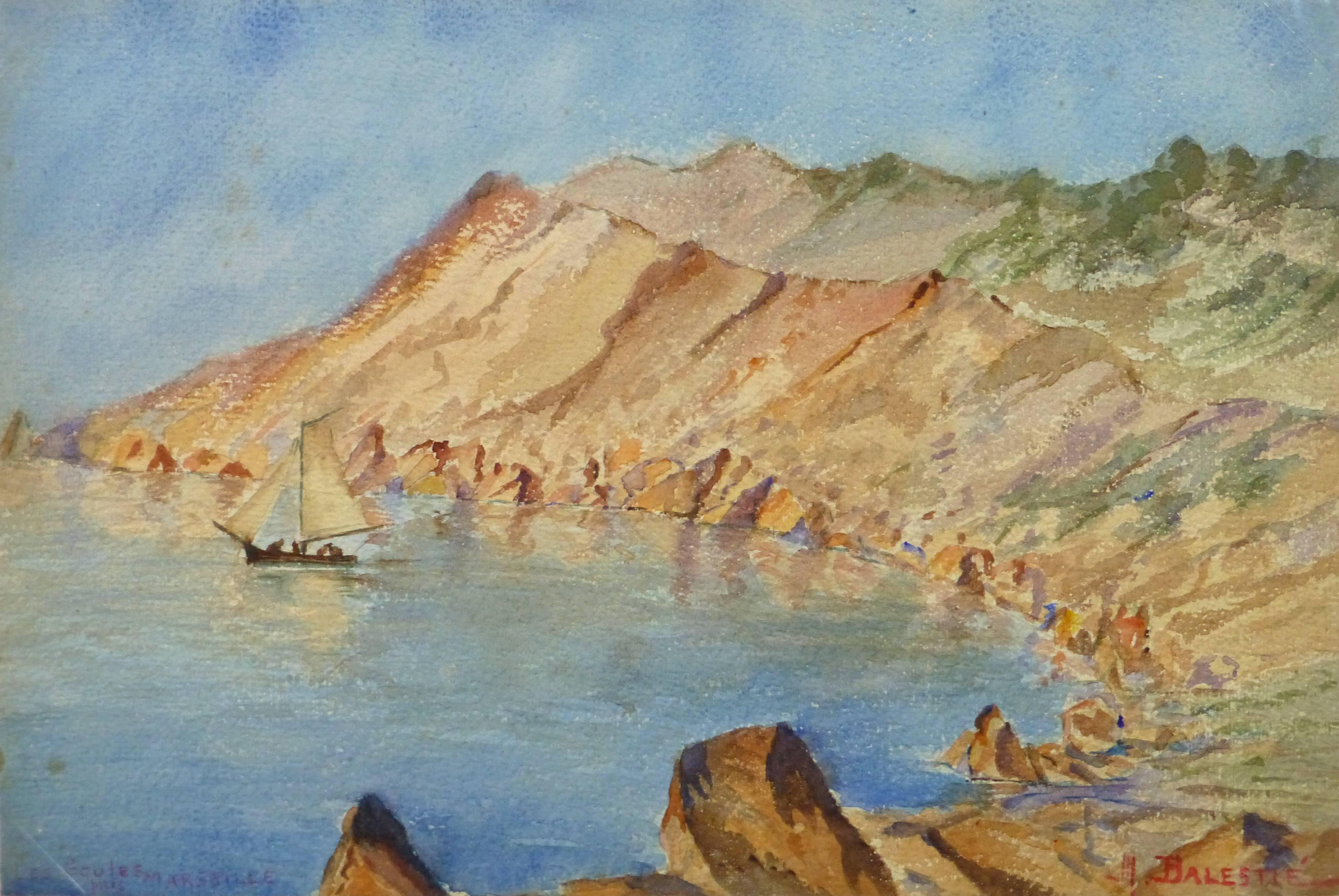 Aquarelle - Paysage vintage - Les Goules