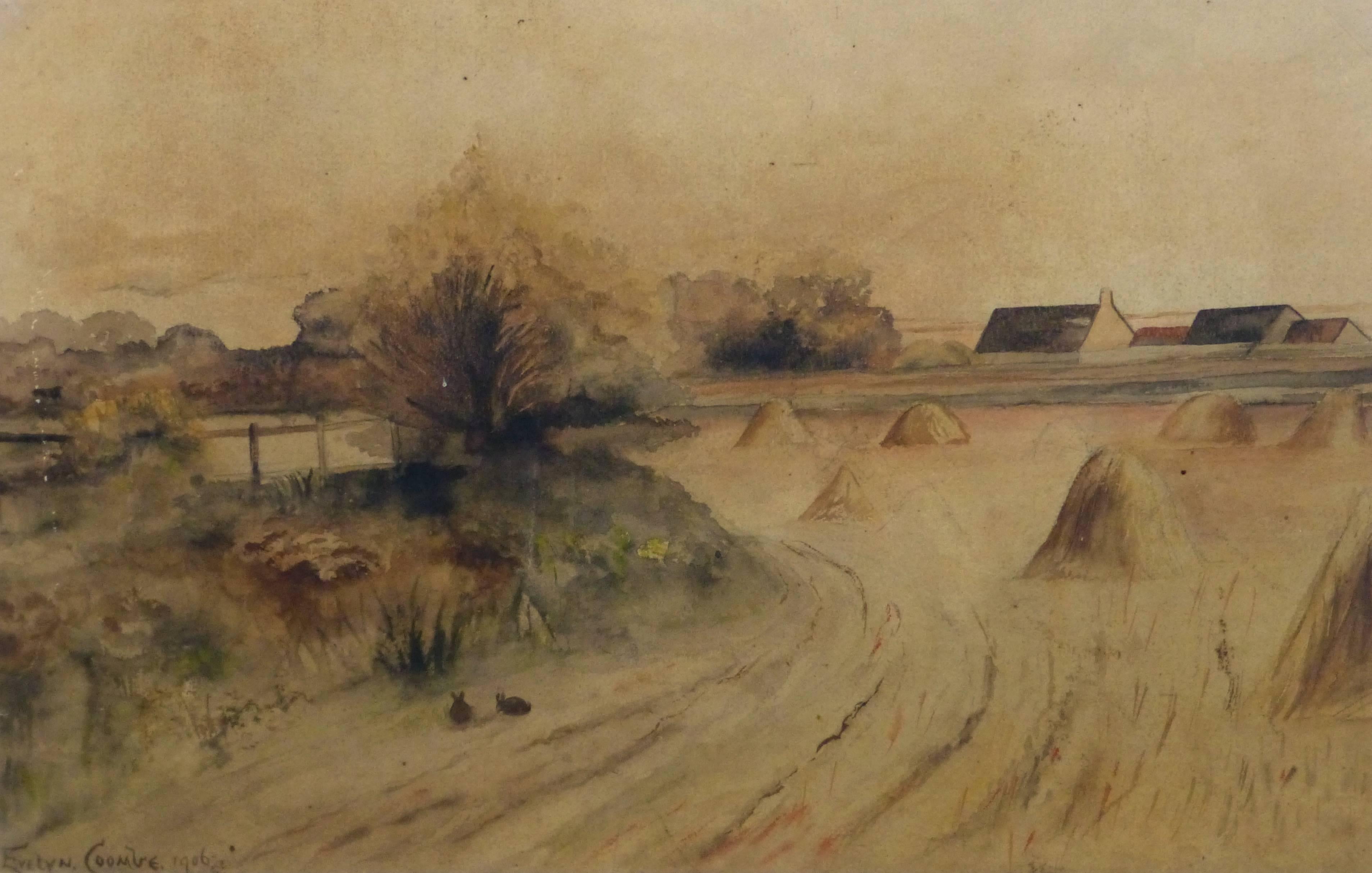 Evelyn Coombe Landscape Art - Vintage Watercolor Landscape - Low Country