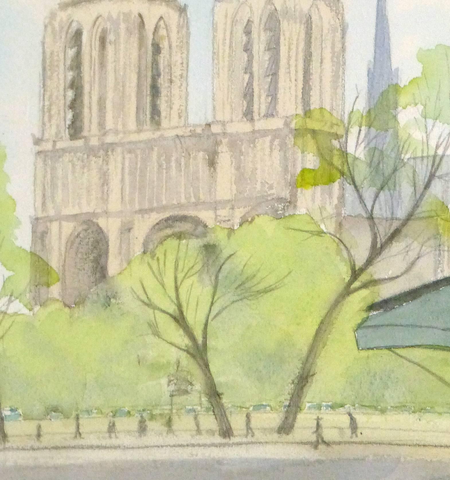 notre dame watercolor painting