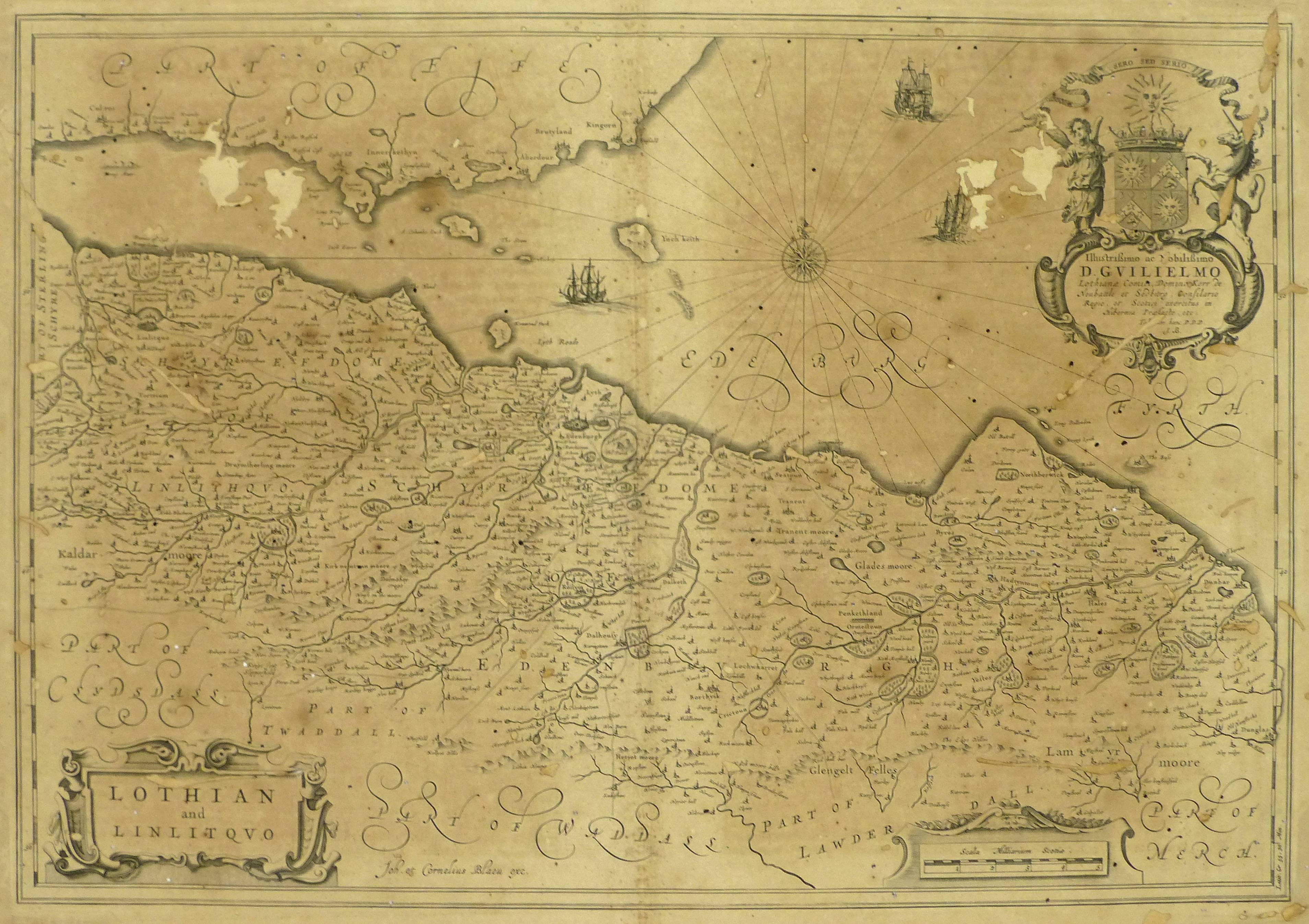 Antique Edinburgh Scotland Map - Print by Willem Blaeu