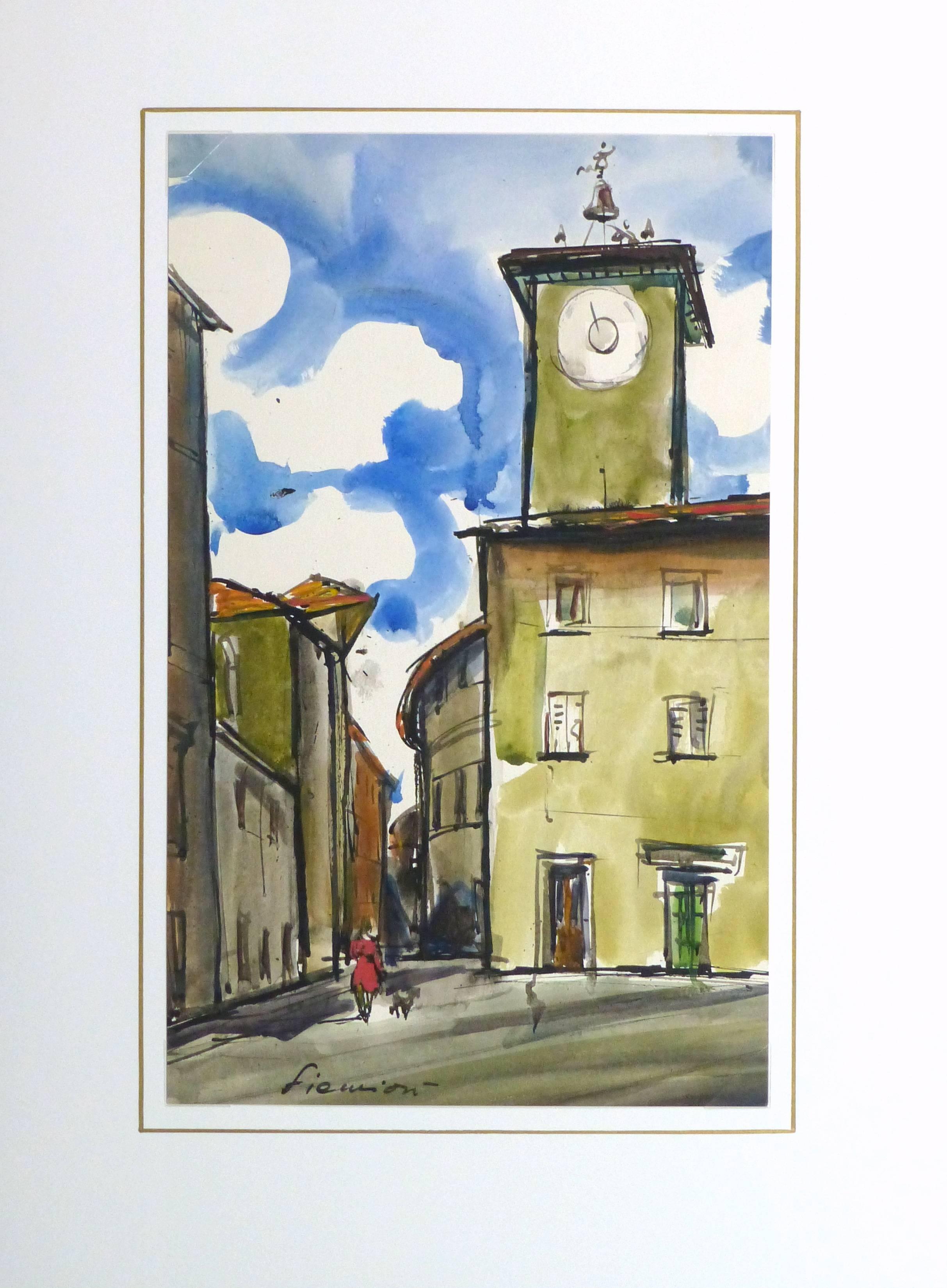 French Landscape - Provence Square - Gray Landscape Art by Siemion