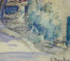 Vintage French Watercolor Landscape - Village Path