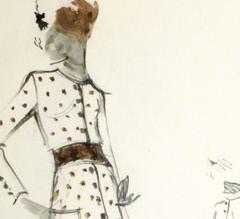 Vintage Balmain Fashion Sketch - Polka Dots