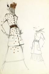 Vintage Balmain Fashion Sketch - Polka Dots