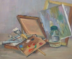 Natura morta ad olio vintage - Tavolozza dell'artista