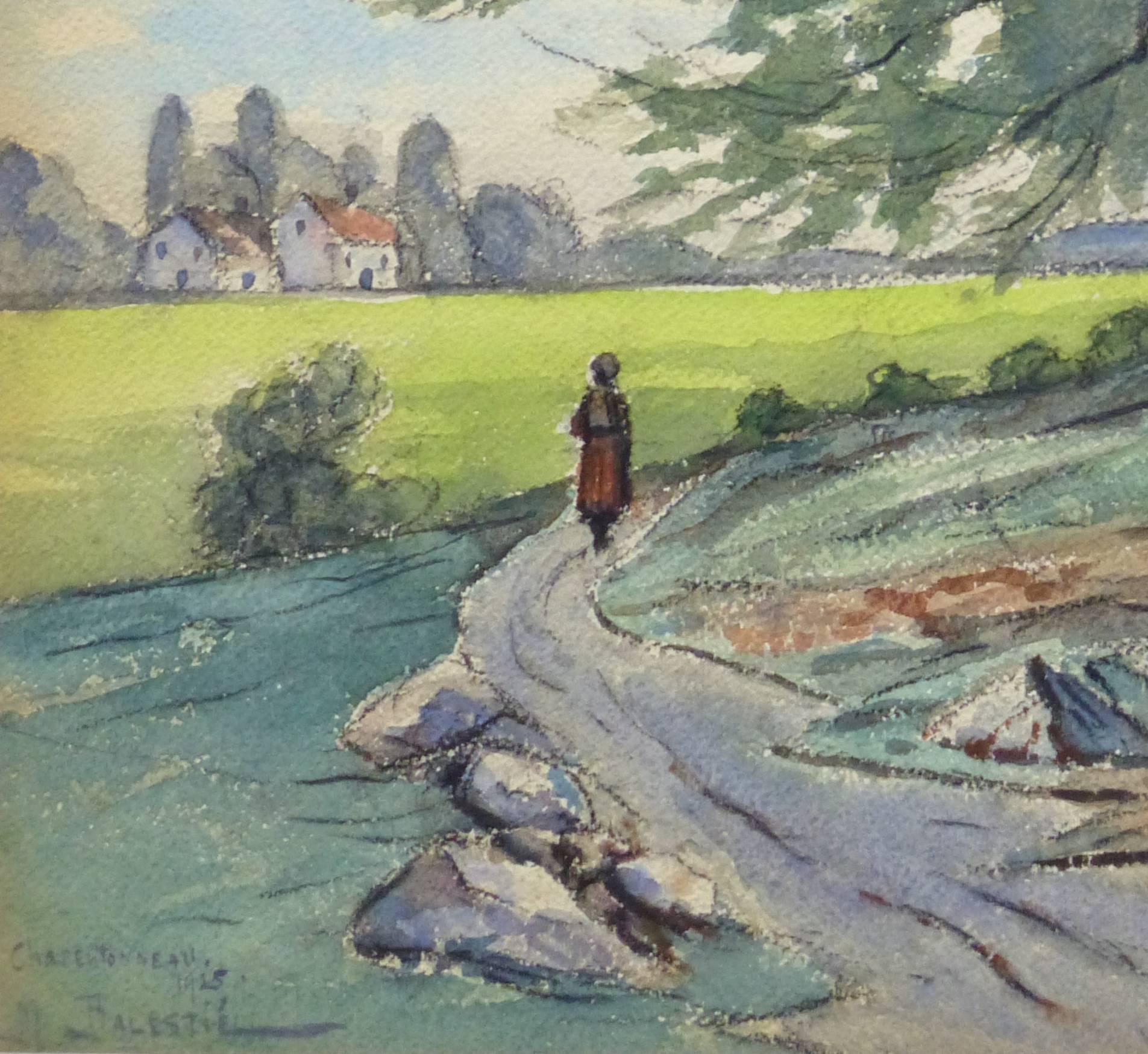 Vintage Watercolor Landscape - Charentonneau - Art by M. Balastié