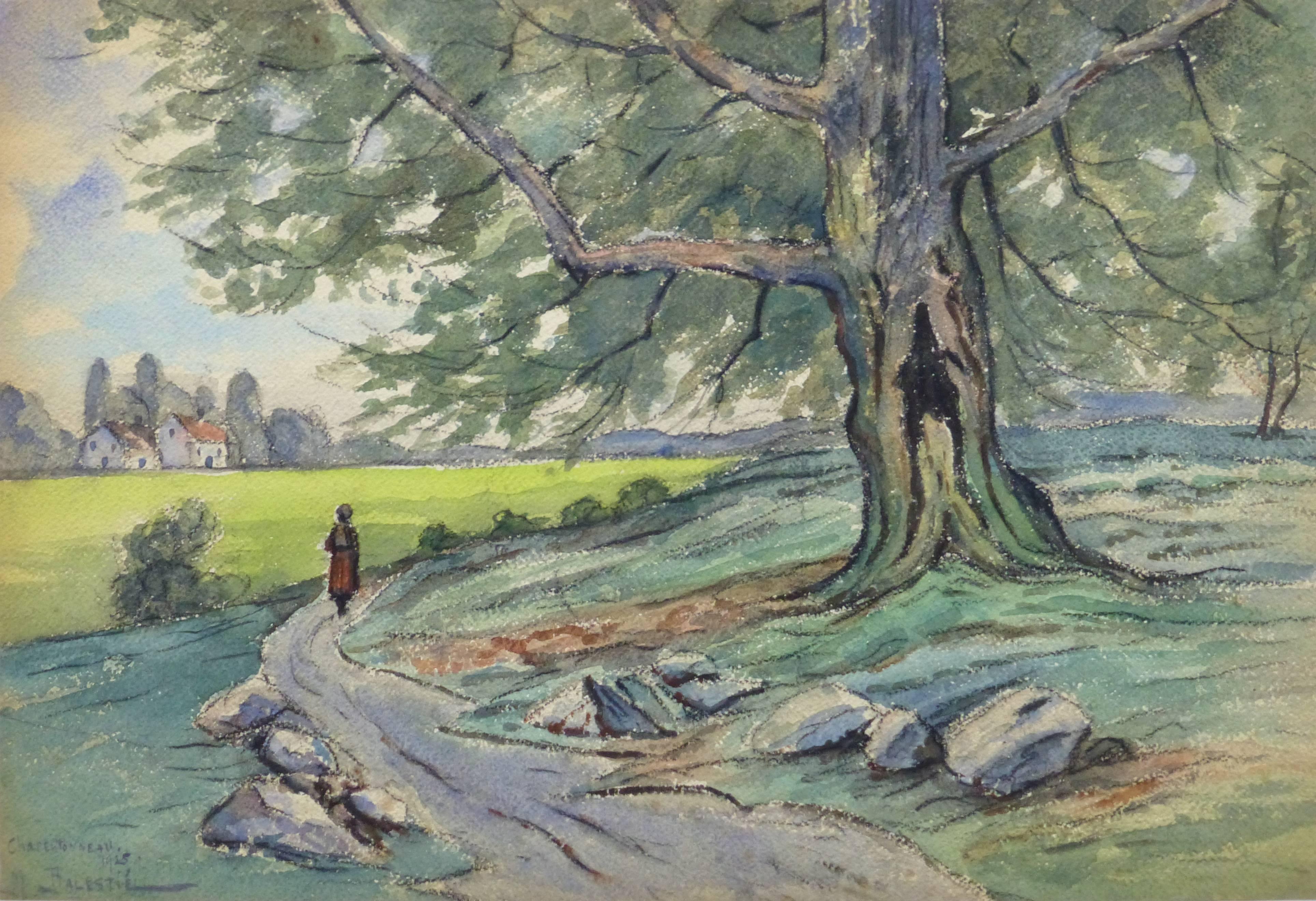M. Balastié Landscape Art - Vintage Watercolor Landscape - Charentonneau