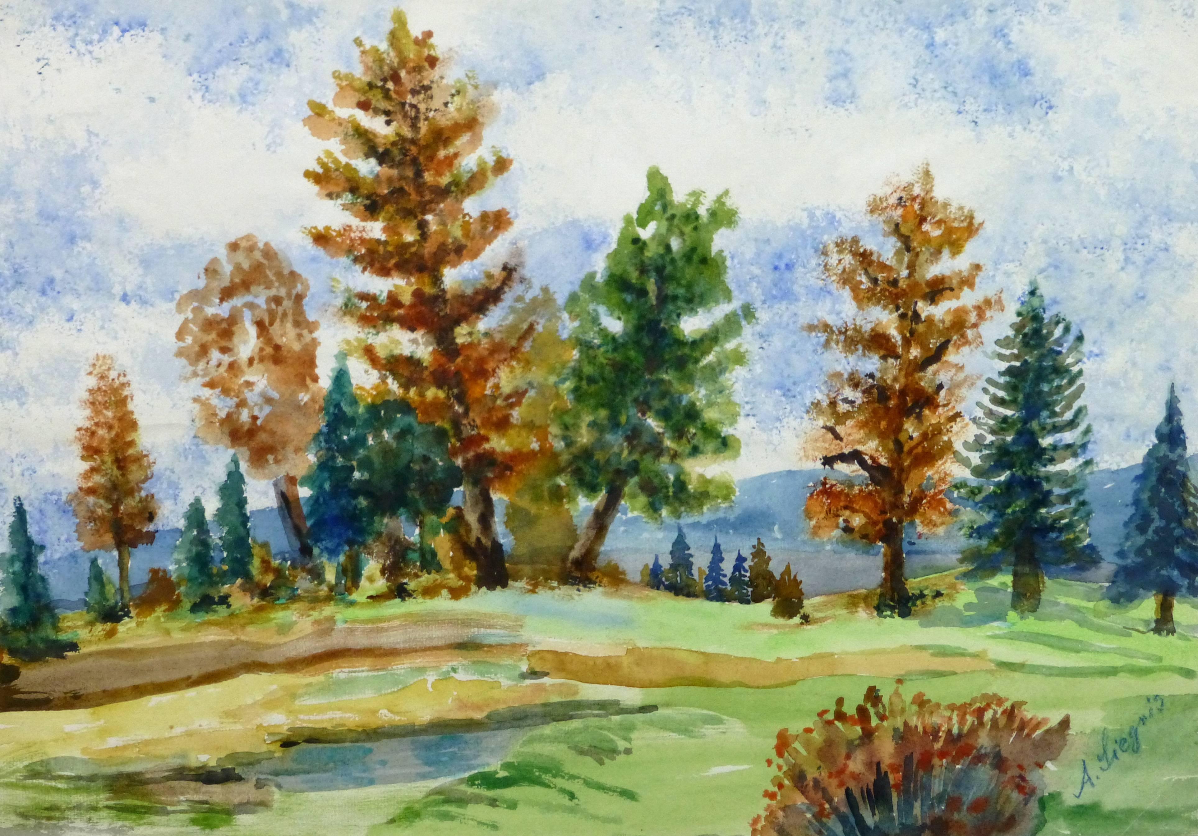 Vintage Watercolor Landscape - Argau