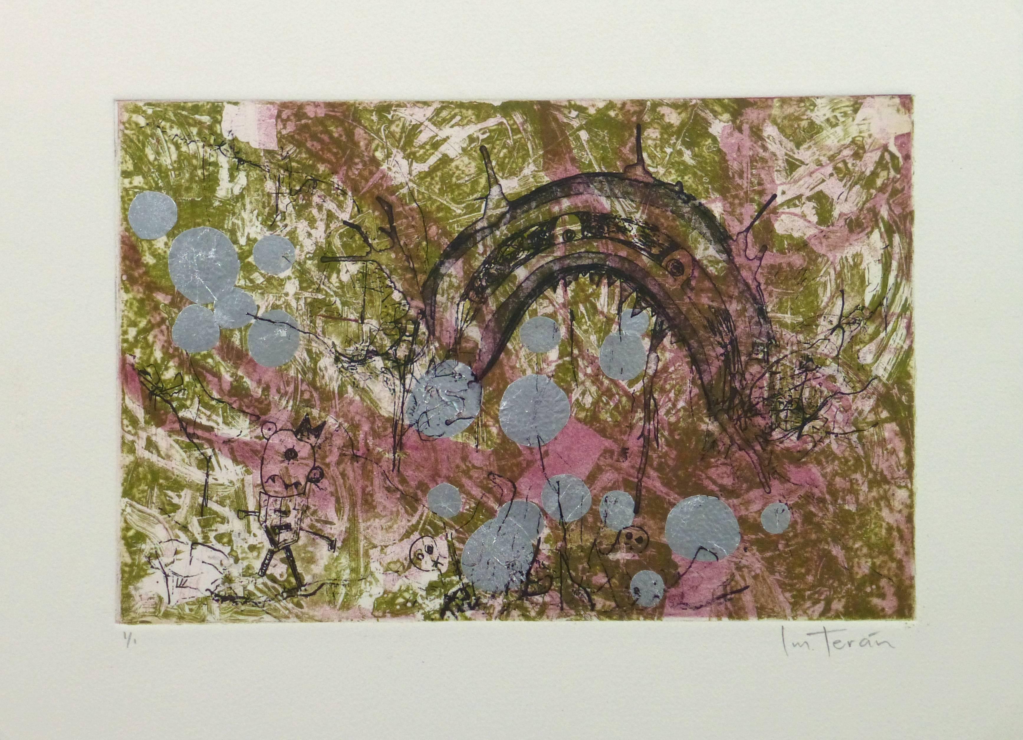 Imelda Teran Abstract Print - Abstract Aquatint Etching - Tunnel I