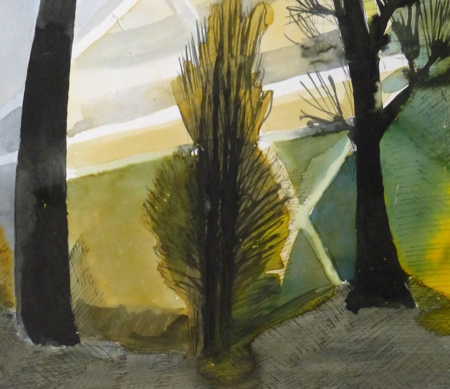 Unknown - Abstract Pen and Ink Landscape For Sale at 1stdibs