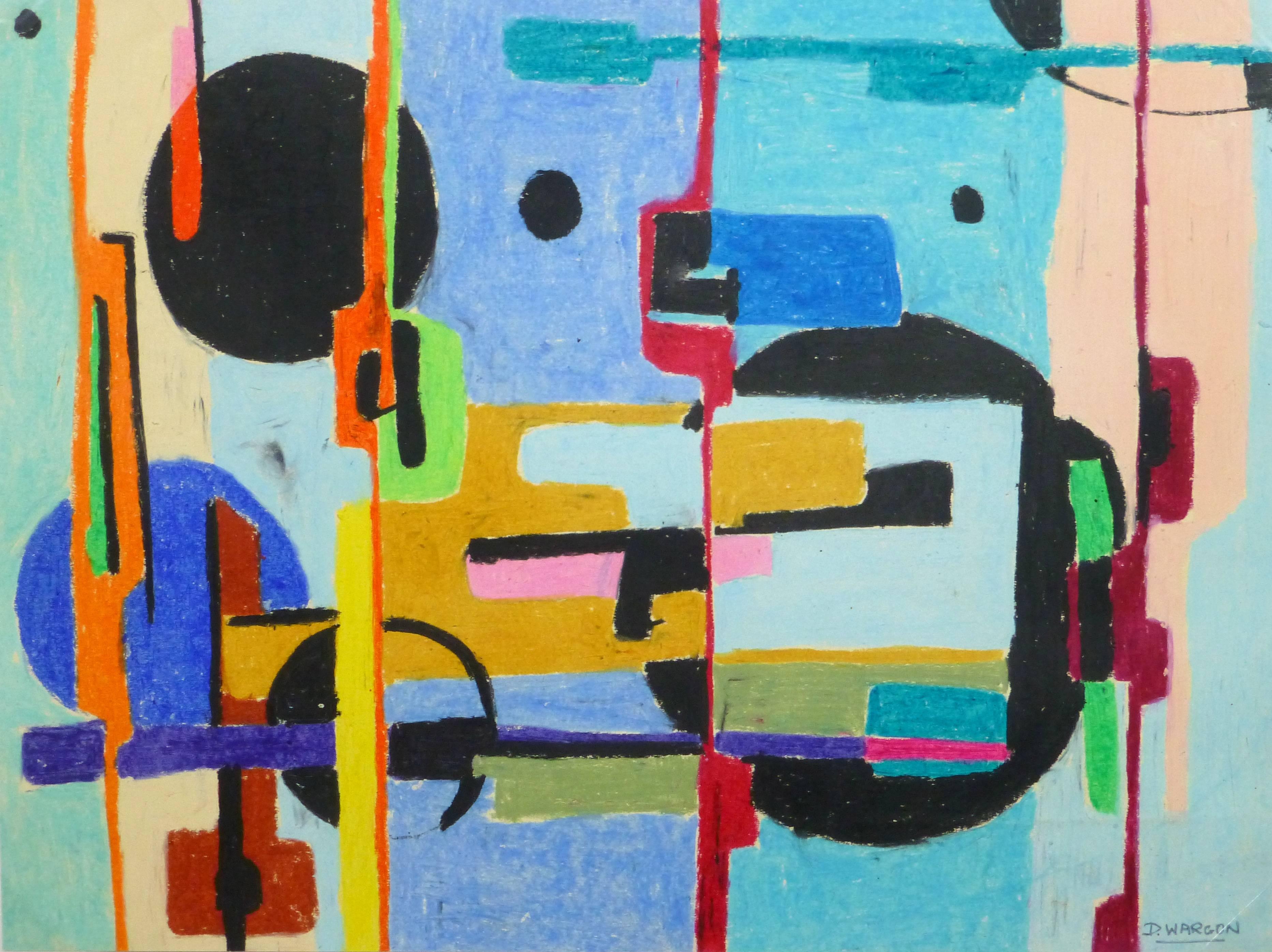 D. Wargon Abstract Drawing – Vintage French Mid-Century Abstrakt