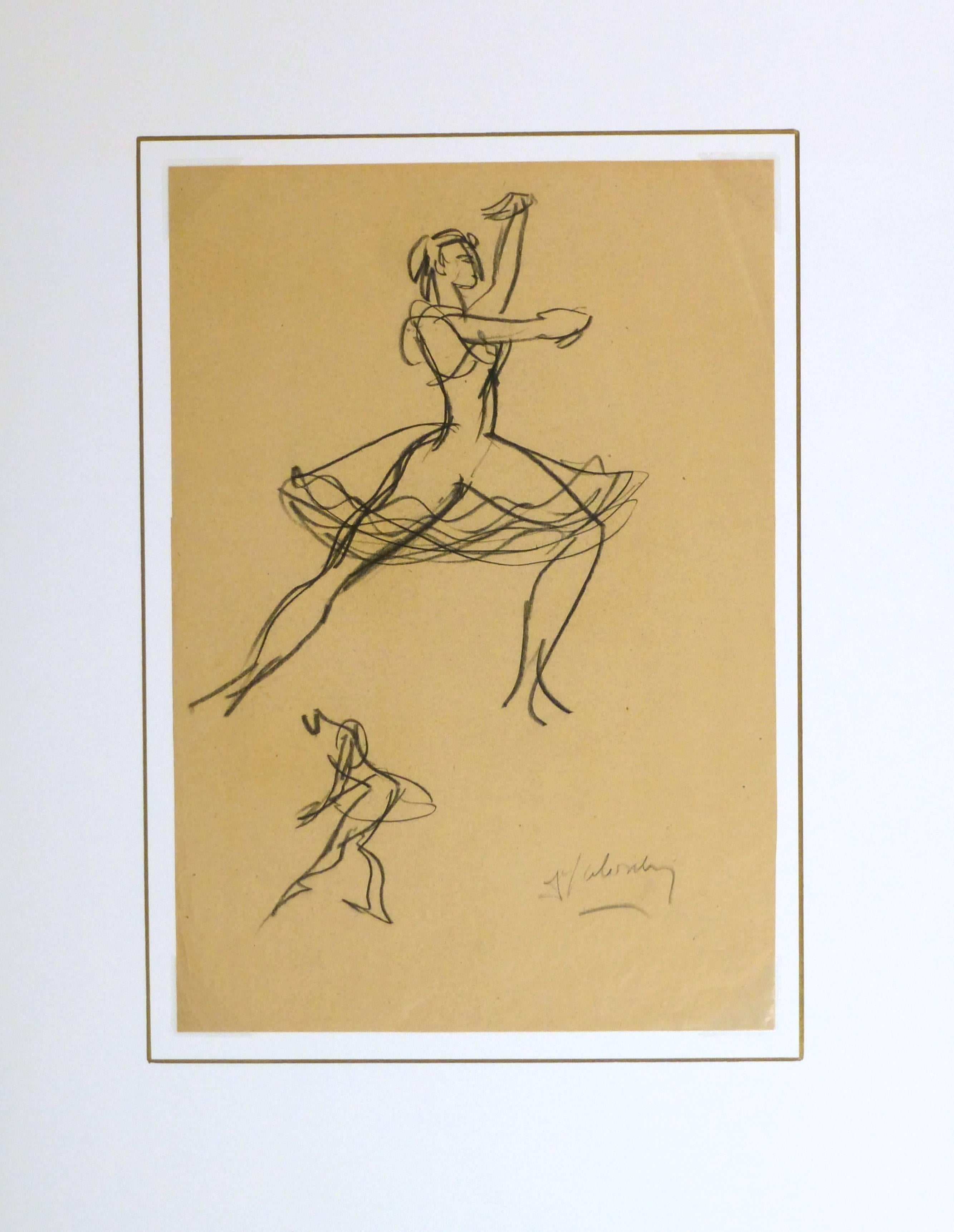 Vintage Charcoal Drawing - Ballet 1