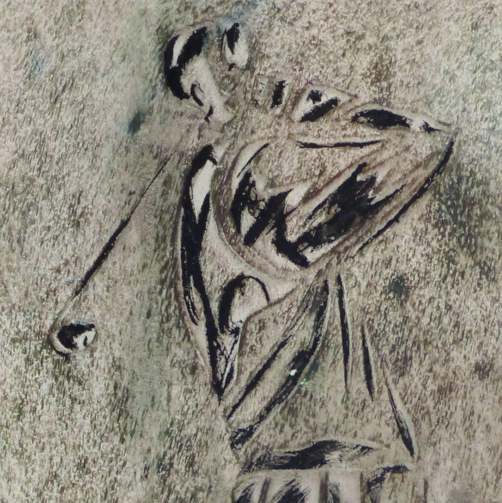 Vintage Monotype - Golfer - Gray Figurative Print by Unknown
