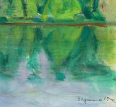 Vintage French Landscape Painting - View of River Orne in Normandy, France