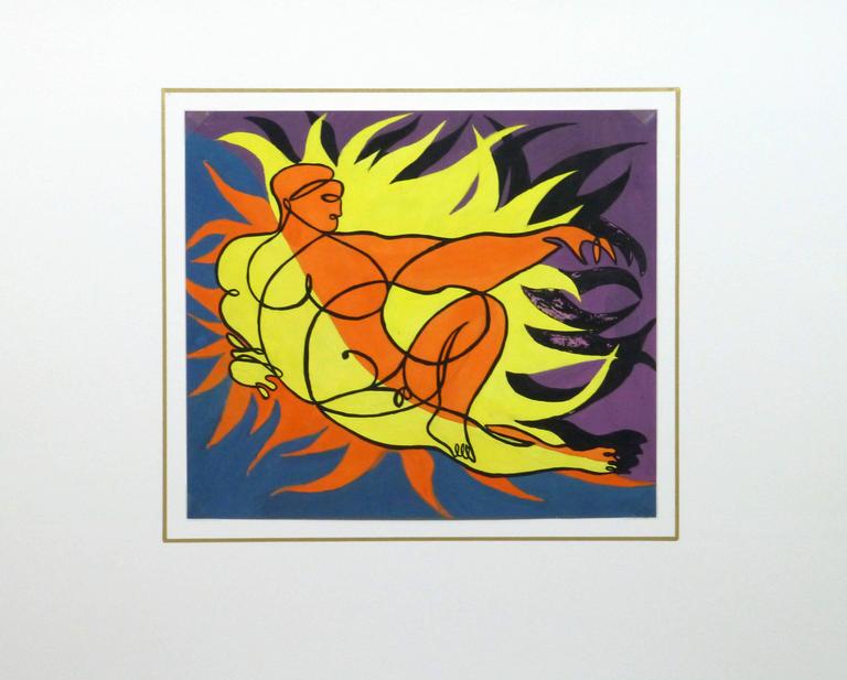 Vintage Modern Painting - Pose of Flames For Sale 1