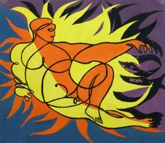 Vintage Modern Painting - Pose of Flames