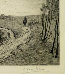 Etching „Die Uhr“ – Vintage-Landschaftslandschaft