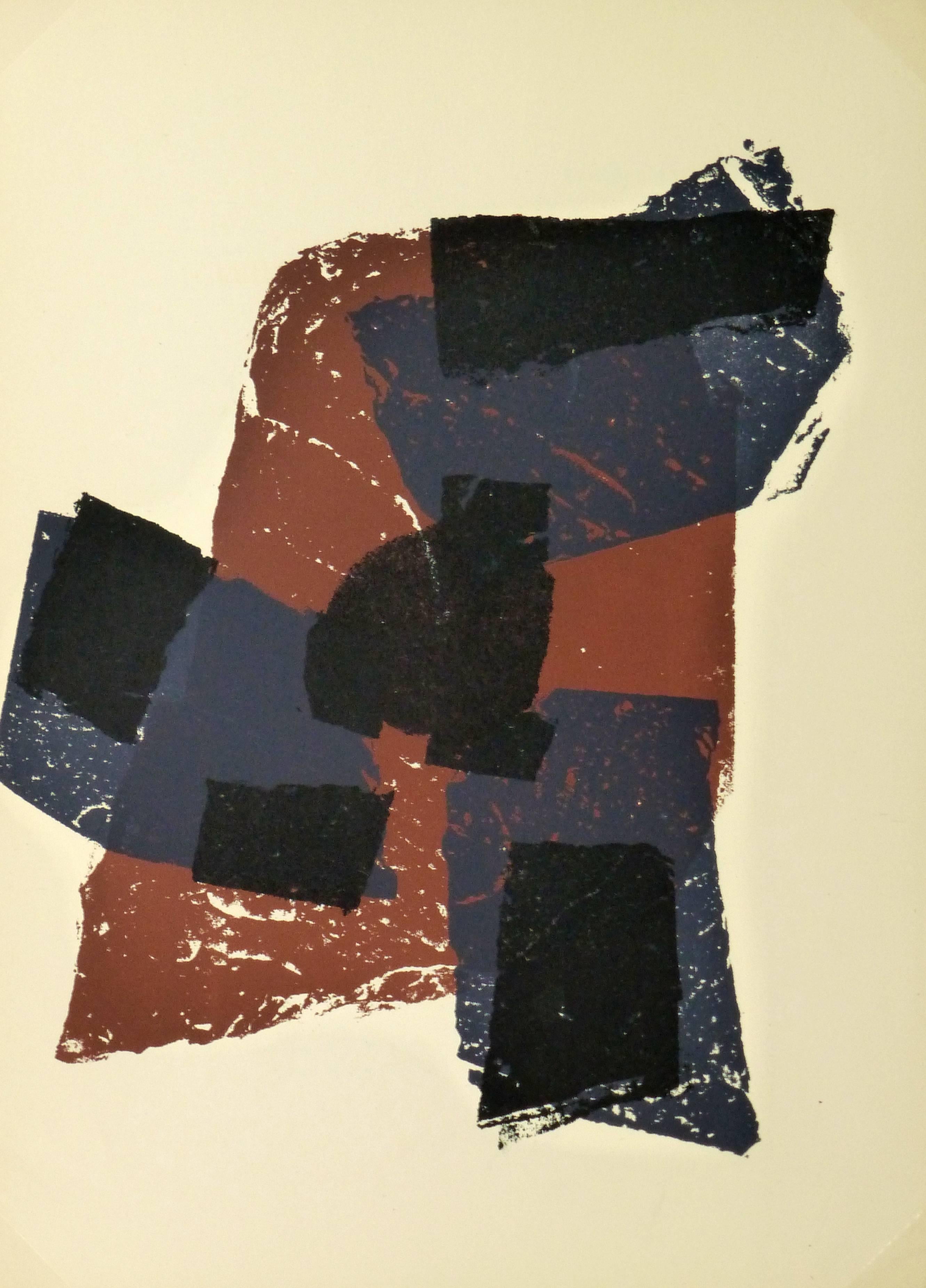 Raoul Ubac Abstract Print - Vintage Abstract Stone Lithograph - Slate Work II