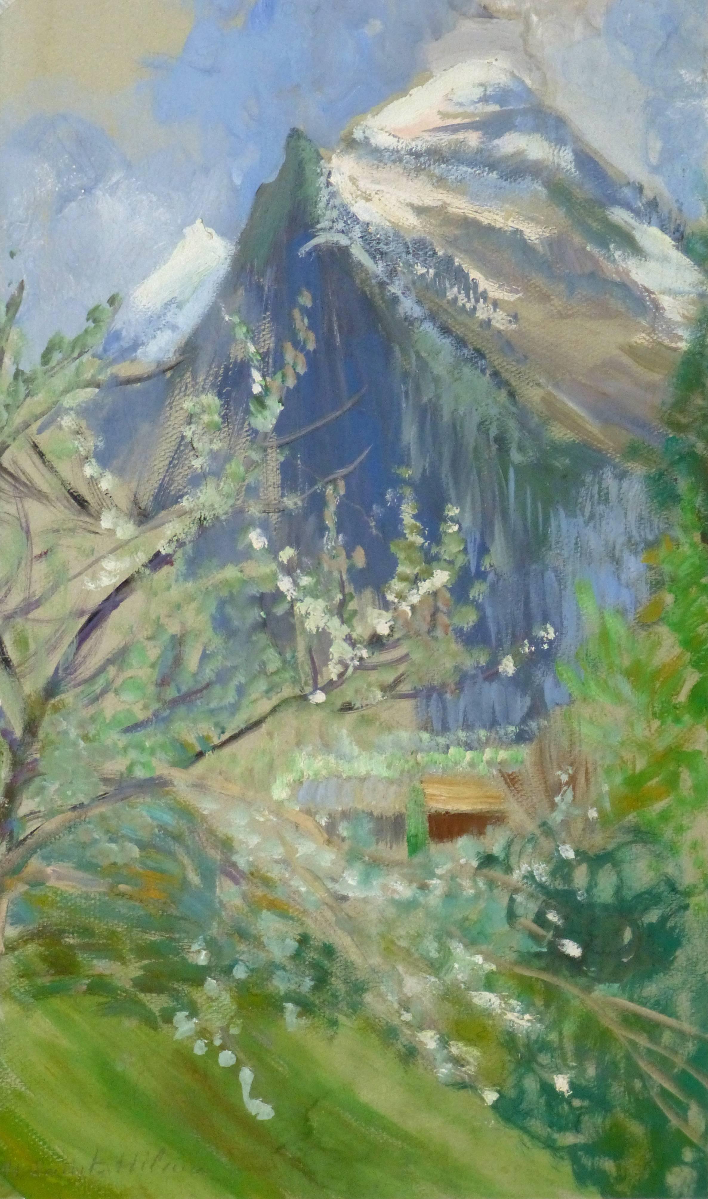 Unknown Landscape Painting - Vintage French Painting - Alps