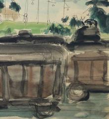 Vintage French Painting - The Rail Yard