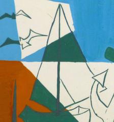 Vintage Gouache Abstract Painting - Modern Maritime
