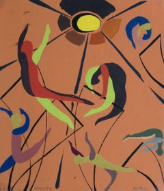 Retro French Abstract Painting - Trapeze Artists