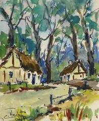 Vintage French Watercolor - Bourgade