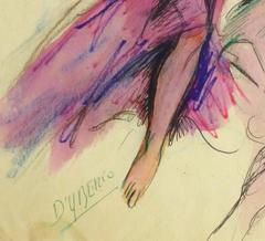 Vintage Watercolor and Ink Painting - Flamenco Dancer