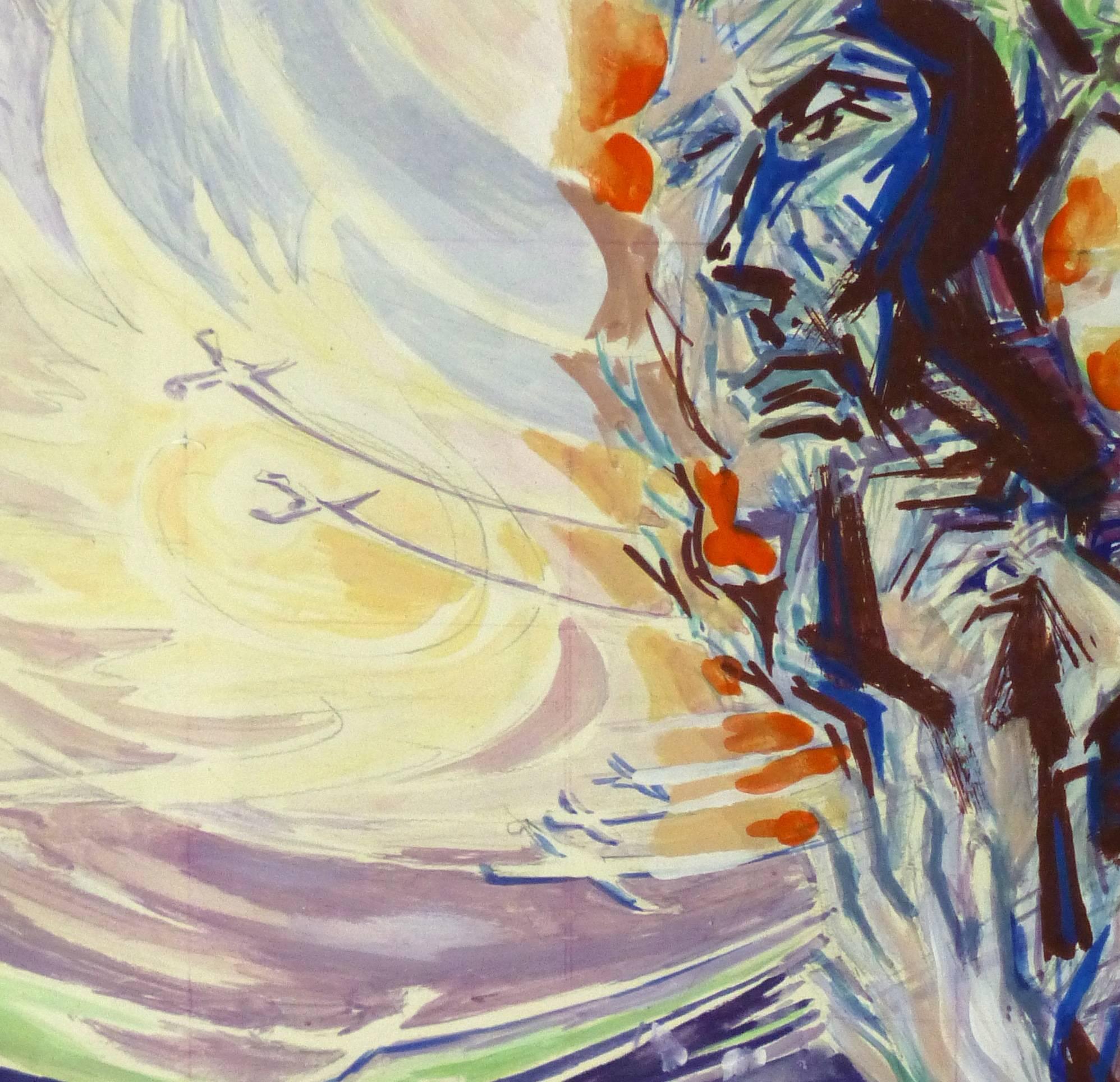 Astratto francese d'epoca - La partenza delle anime - Abstract Painting Grigio di Unknown