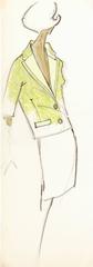 Vintage Balmain Fashion Sketch - Lime Green Blazer