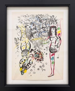 Acrobats, circa 1969 — Marc Chagall, Color Lithograph