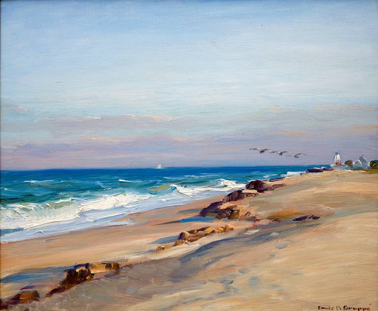 Beach Scene - Painting by Emile Albert Gruppe