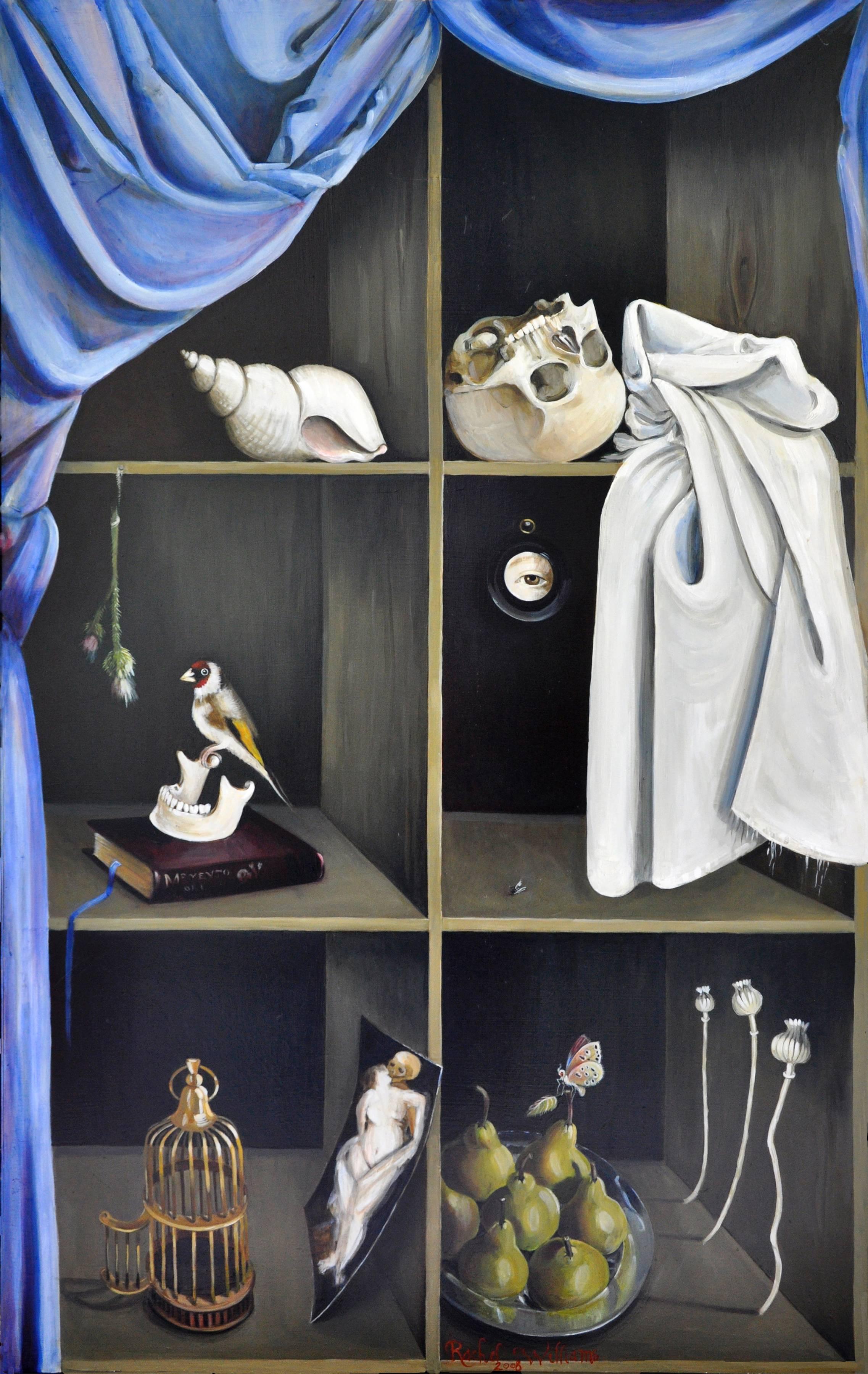 Rachel Burch Williams Still-Life Painting - Cabinet of Curiosities (Vanitas)