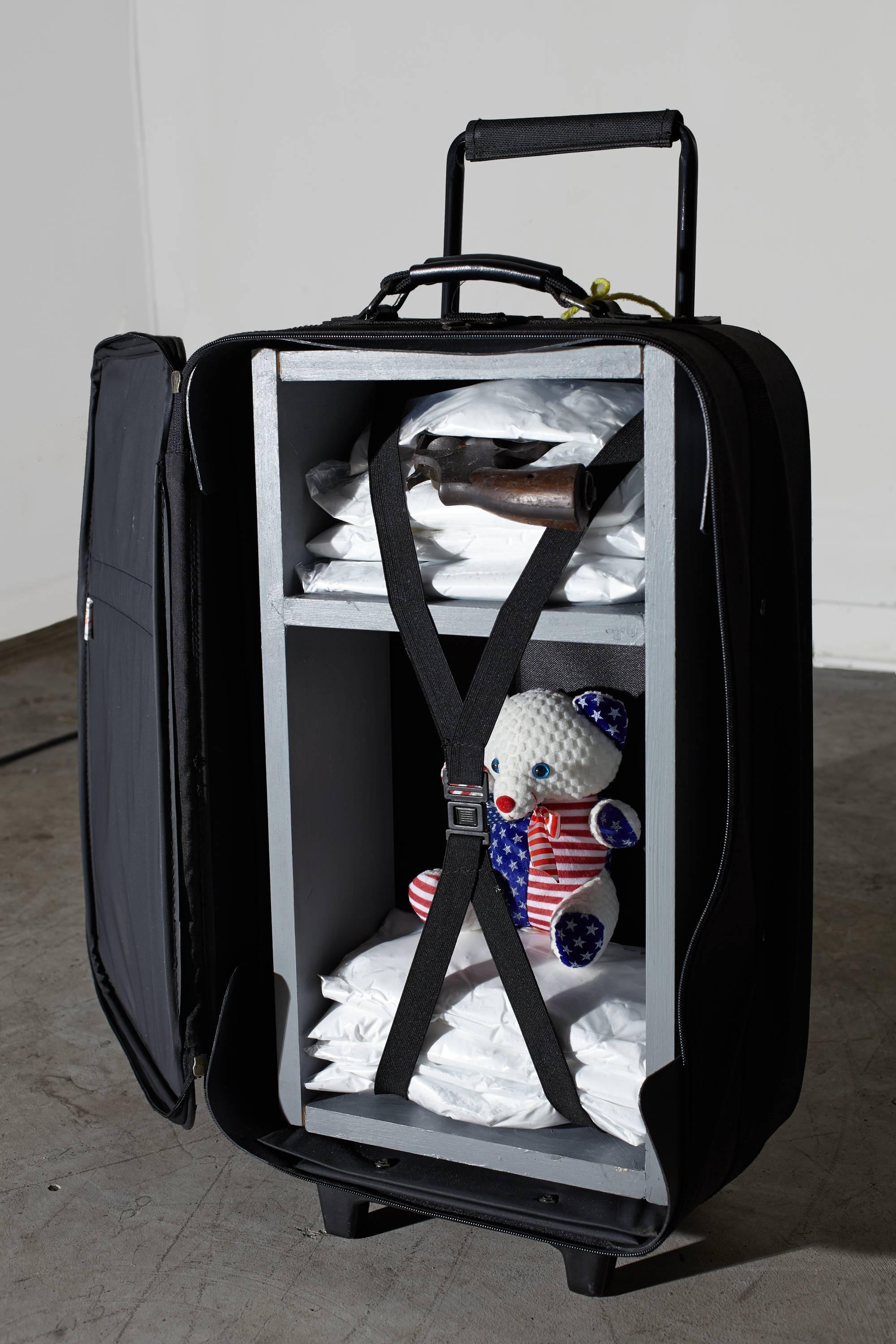 Carry On, Drugs, Gun & Teddy Bear - Sculpture by Luis Cruz Azaceta