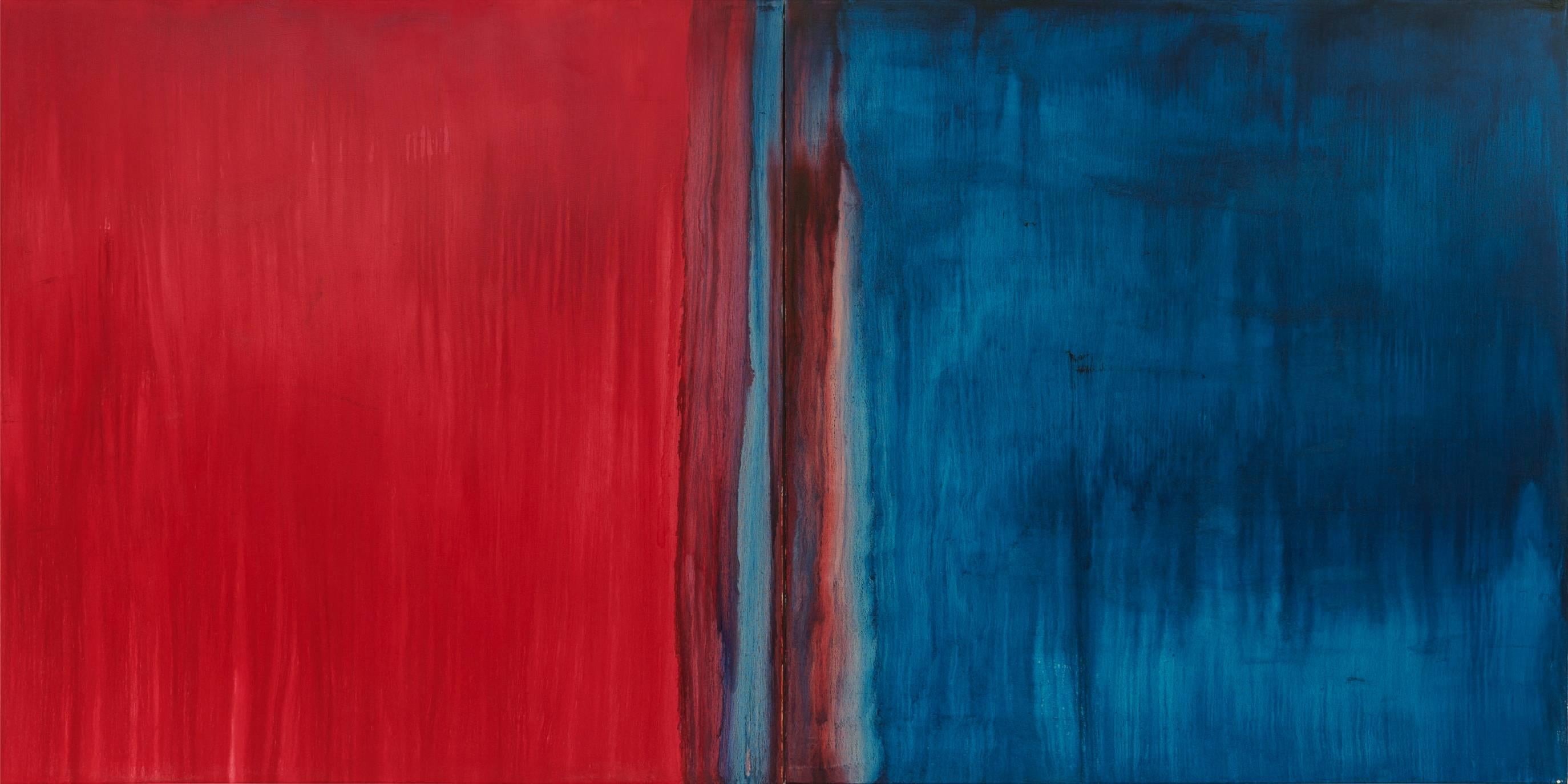 Anastasia Pelias Abstract Painting - Ritual Devotion Two (madder root tone, prussian paris blue)