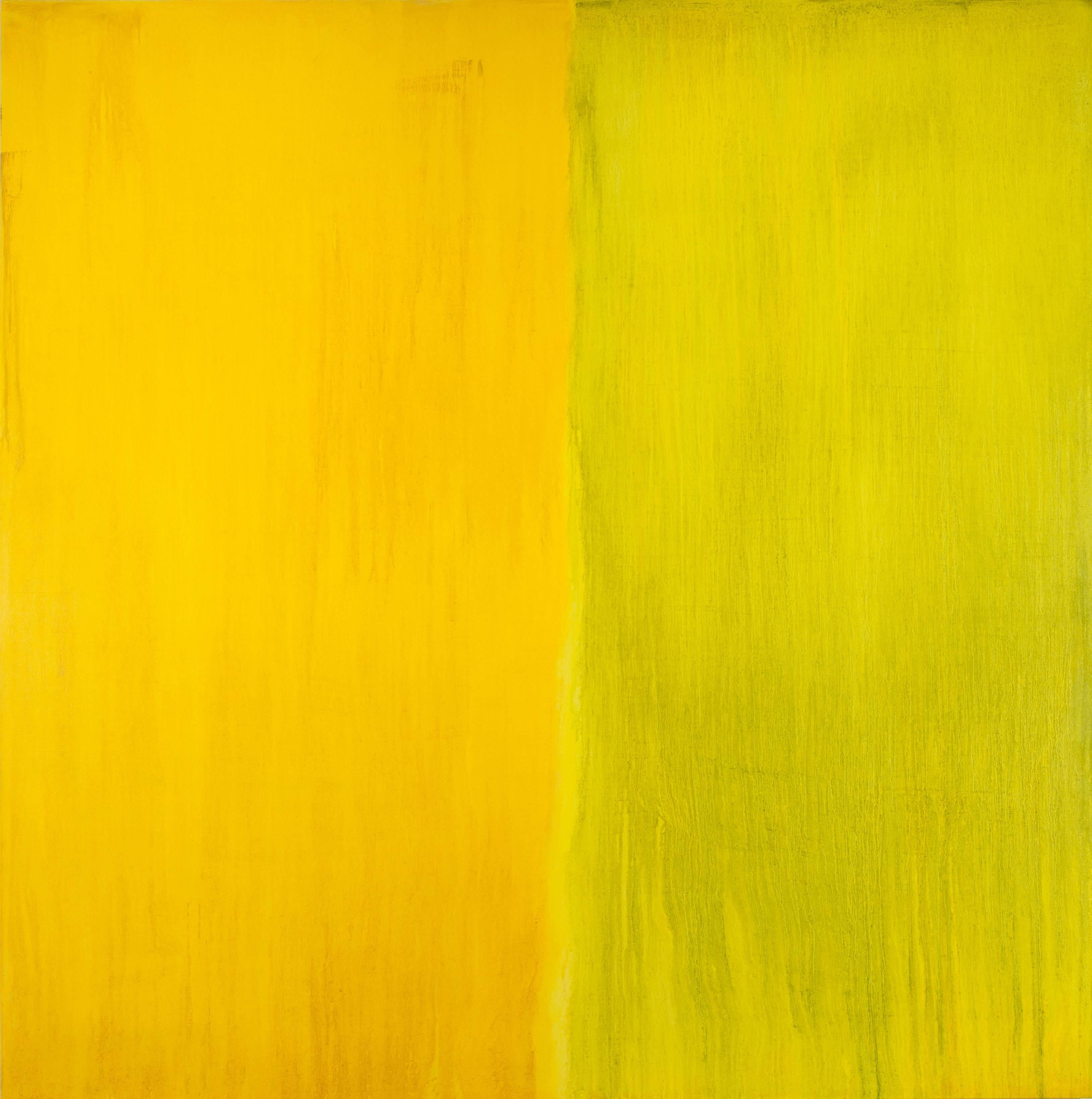 Anastasia Pelias Abstract Painting - Loulouthia (lemon yellow, golden green)