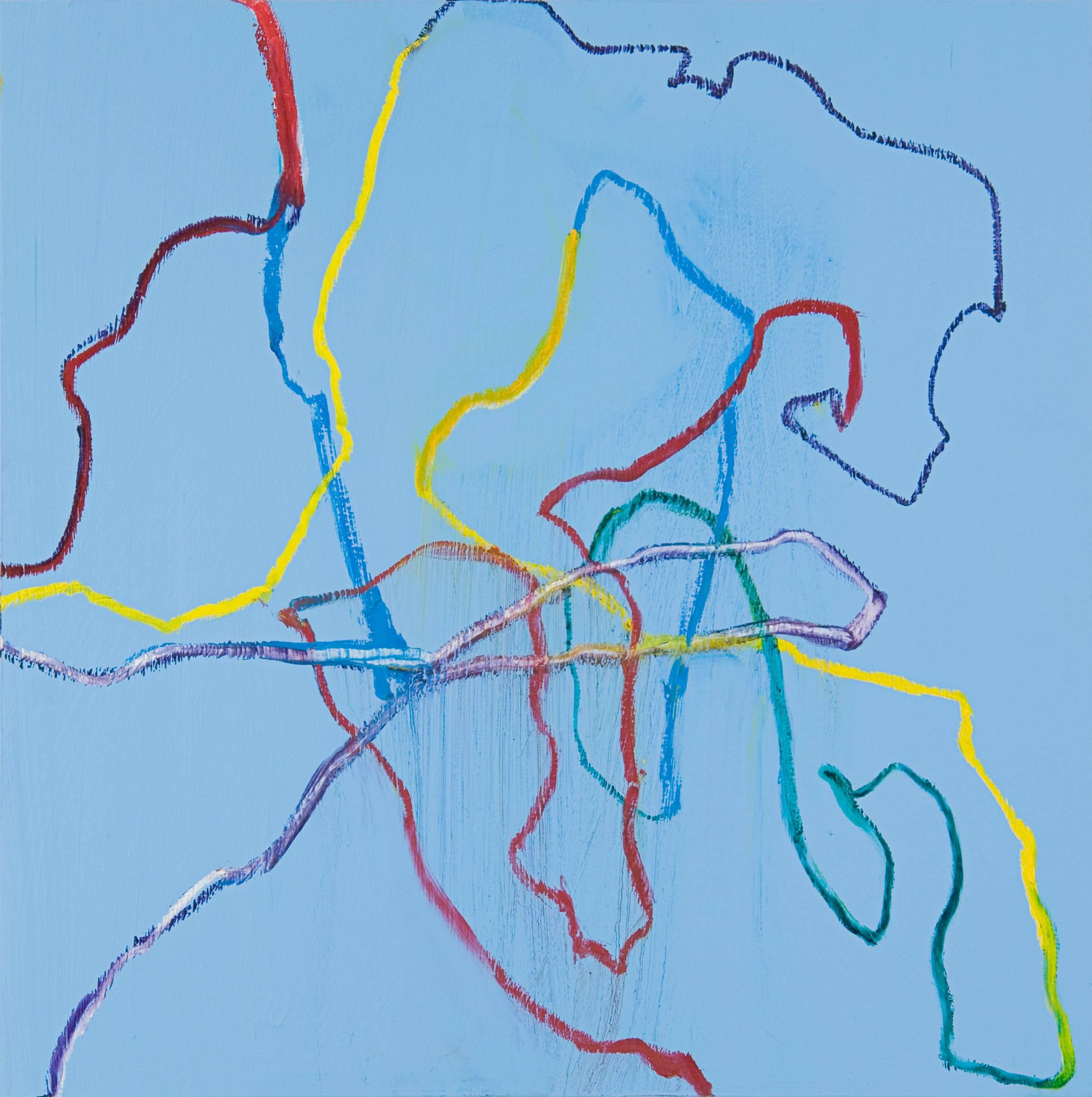 Anastasia Pelias Abstract Painting - Automatic Metal (blue)