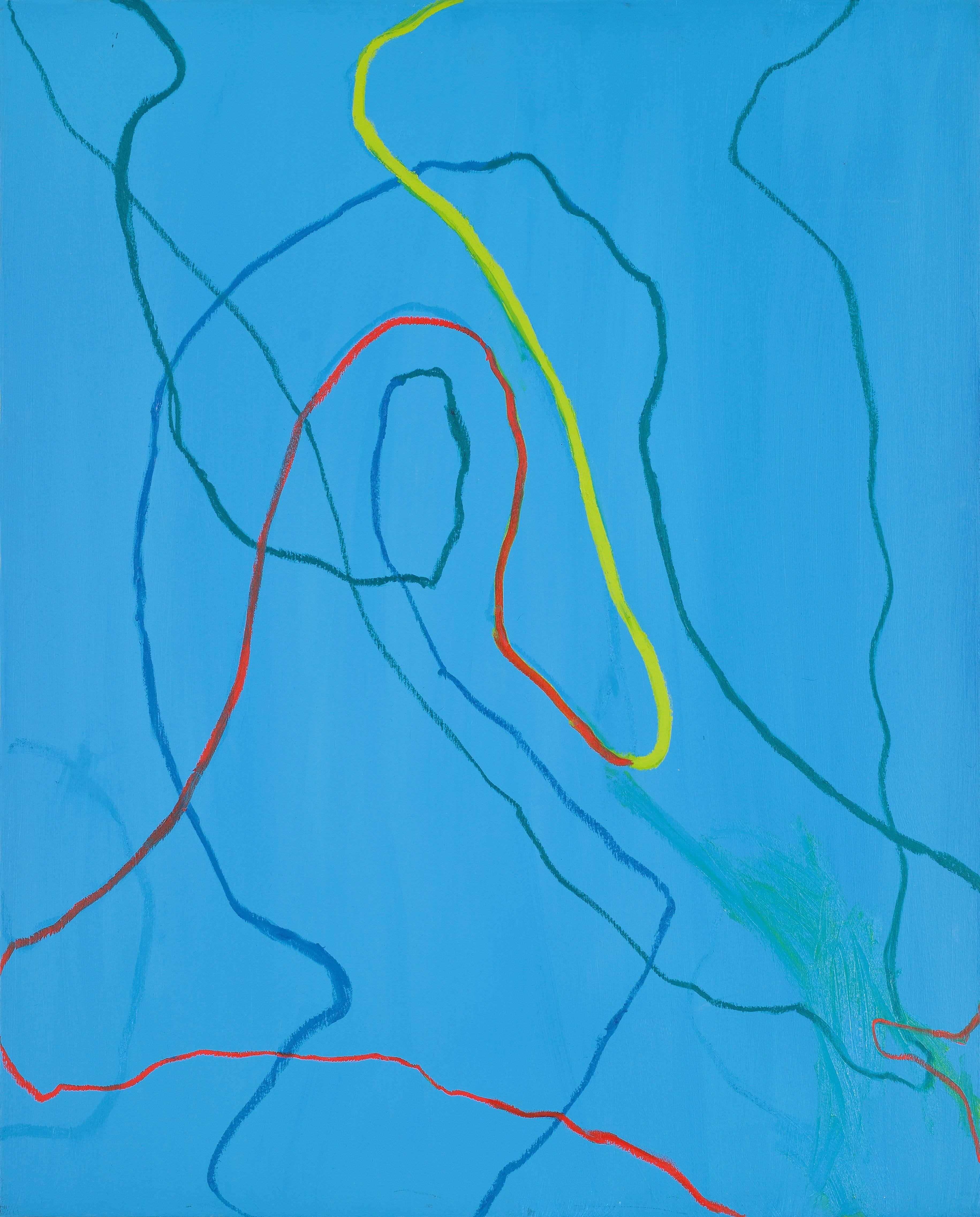 Anastasia Pelias Abstract Painting – Automatisches Metall (großblau)